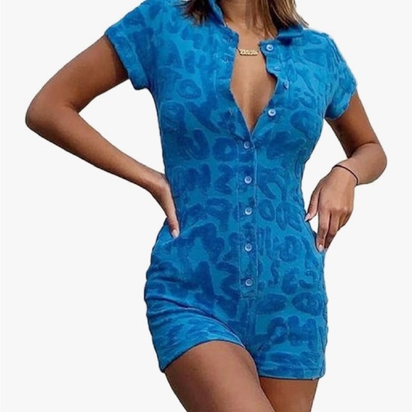 Blue one piece romper - Picture 2 of 8